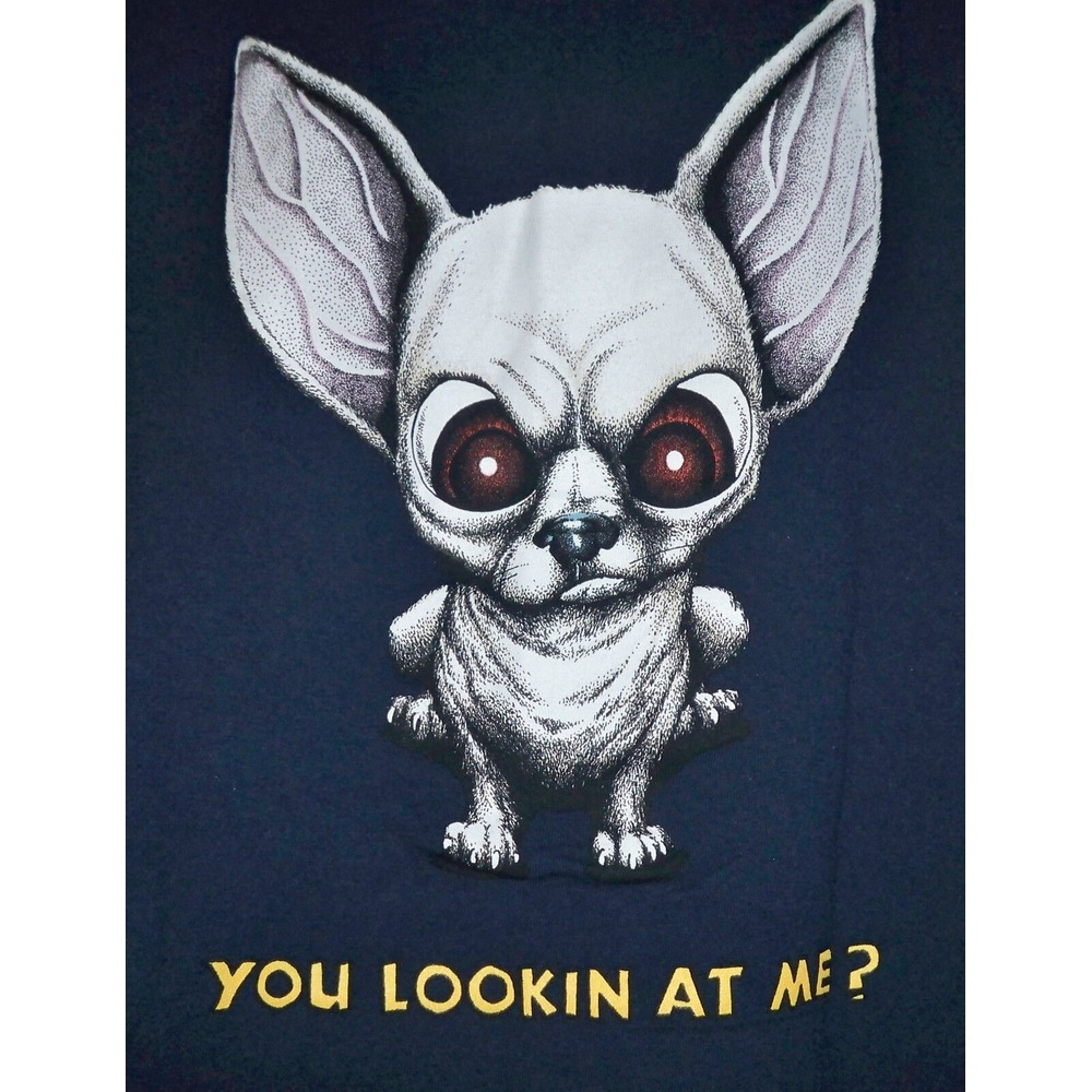 "YOU LOOKING AT ME"‎ Chihuahua Dog  T Shirt Size M Comic Graphic Funny
